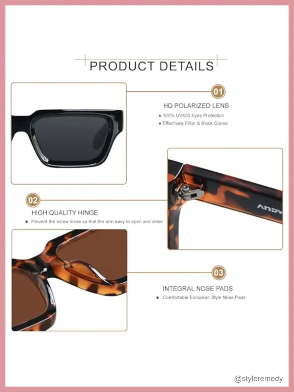 Thick Frame Rectangle Polarized Sunglasses - Chunky Retro Shades